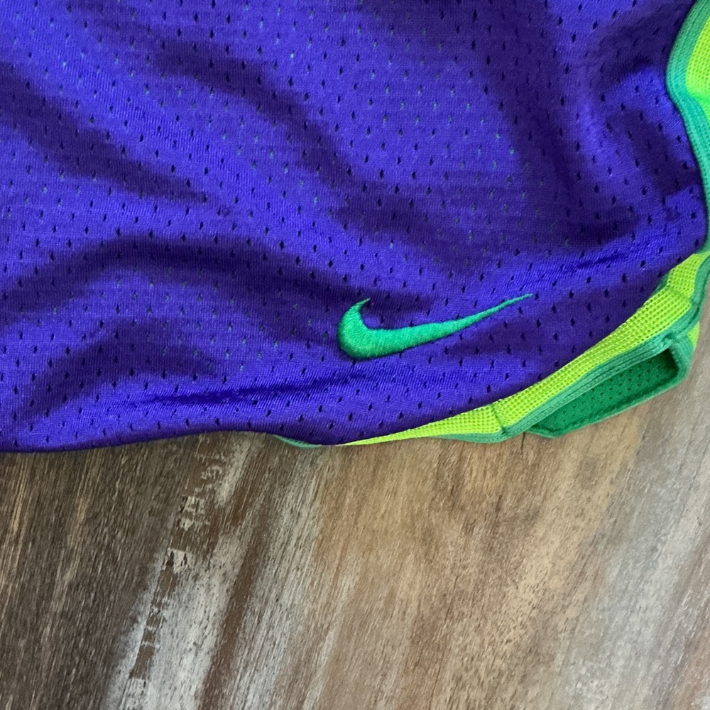 Nike Purple Athletic Shorts with Green Accents - Picture 2 of 4